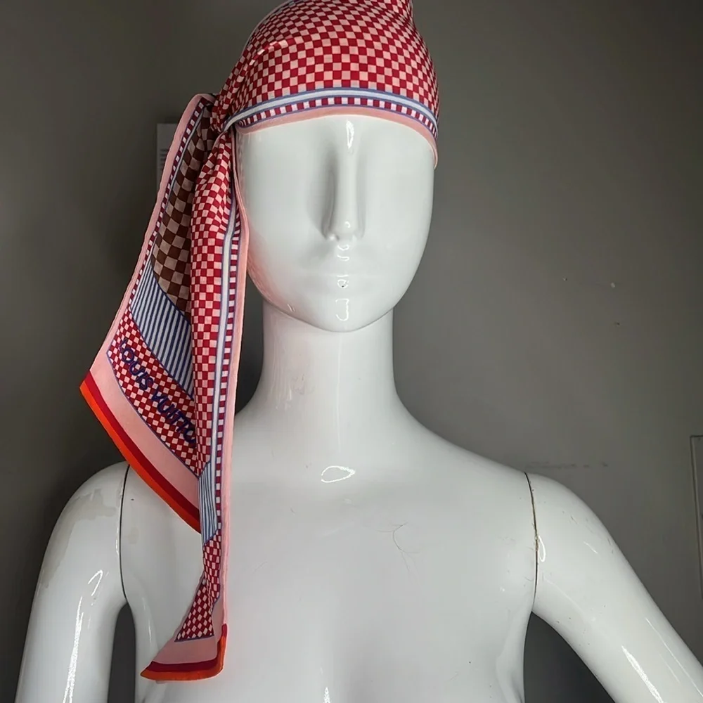 Louis Vuitton 48” 100% Silk Damier Multicolor Scarf Headband Bag Twilly